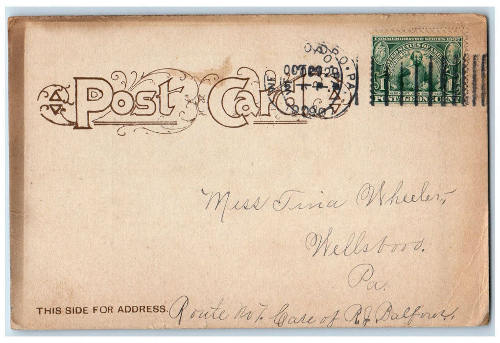 1907 A Few Business Places Main Street Wellsboro Pennsylvania PA Postcard