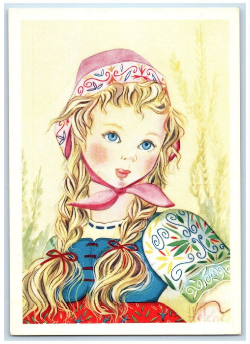 c1910's Pretty Woman Brown Braided Hair Bonnet Unposted Antique Postcard