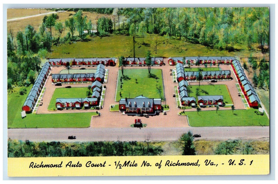 c1950's Richmond Auto Court Richmond Virginia VA Vintage Unposted Postcard