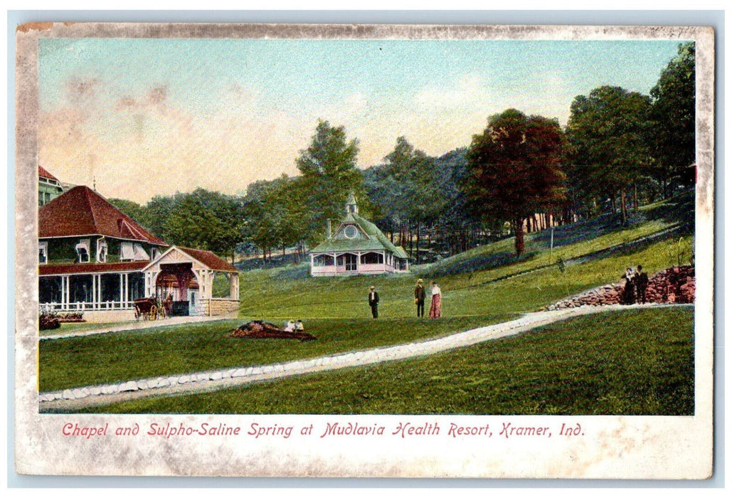 c1910 Chapel Sulpho-Saline Spring Mudlavia Health Resort Kramer IN Postcard