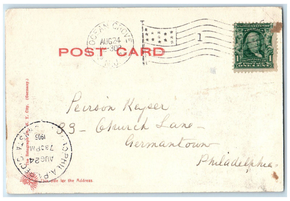 1905 Boating Fishing Viewing at Wesley Lake New Jersey NJ Antique Postcard