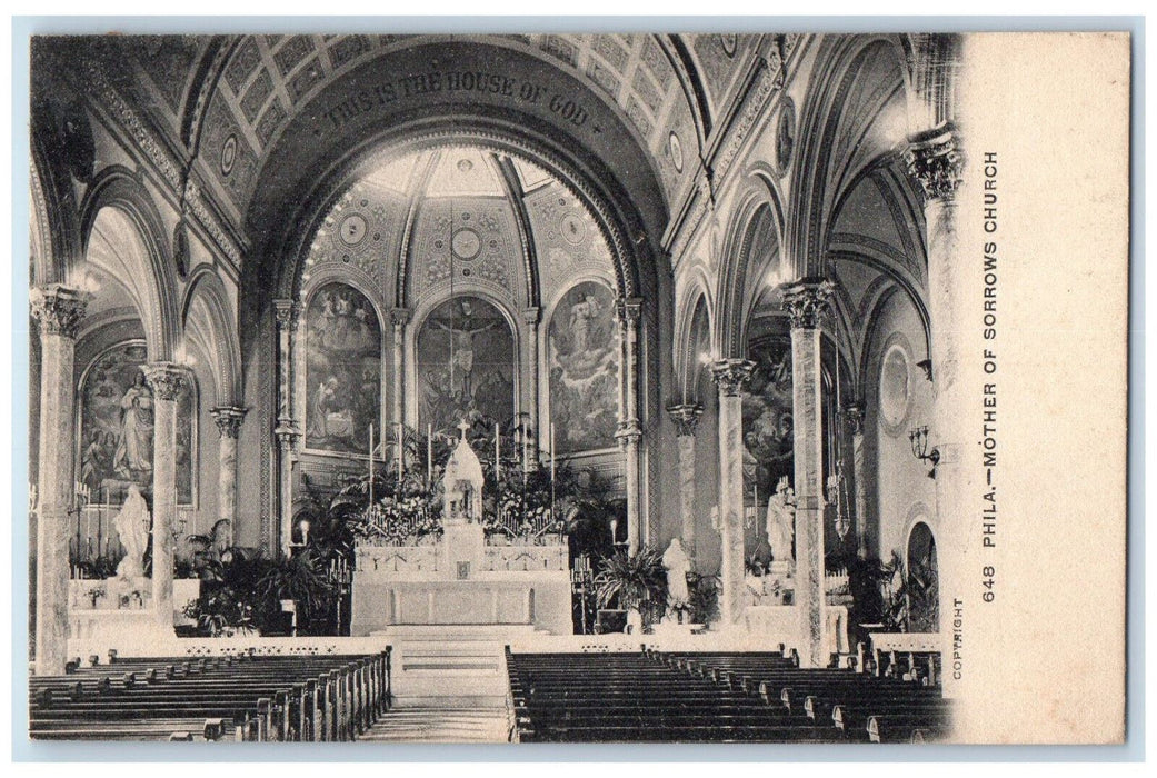 c1905 Mother of Sorrows Church Philadelphia Pennsylvania PA Postcard