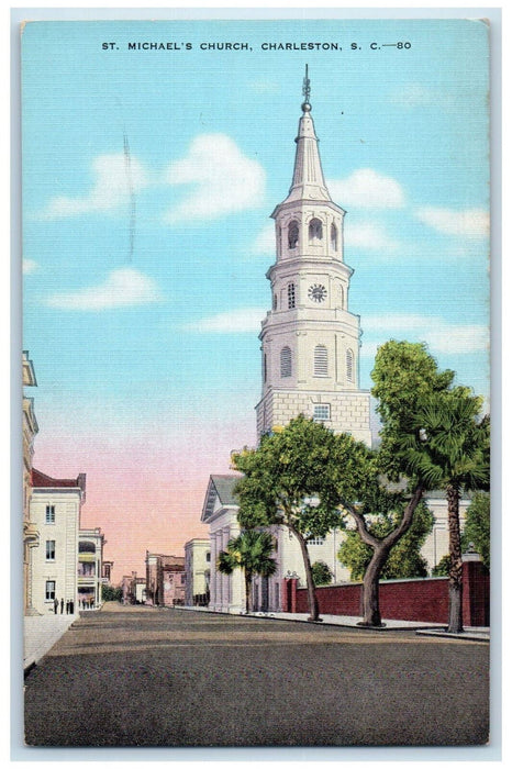 c1950's St. Michael's Church Charleston South Carolina SC Vintage Postcard