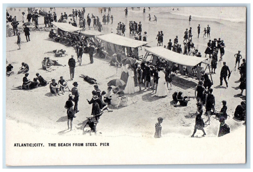 c1905 Scene on The Beach from Steel Pier Atlantic City New Jersey NJ Postcard