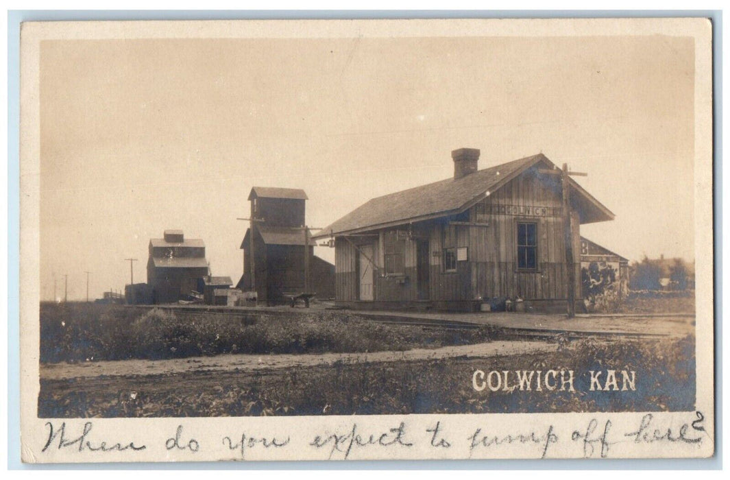 c1910's Grain Elevator Wichita Railroad Depot Station Posted RPPC Photo Postcard