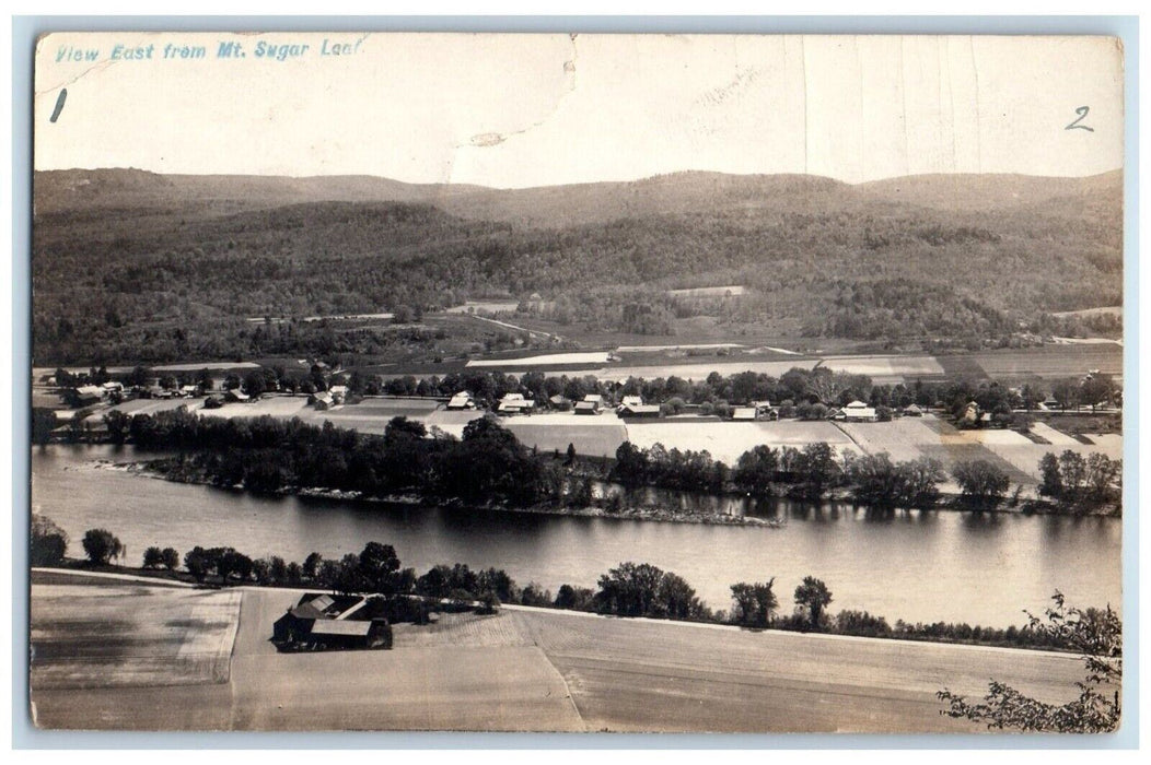 c1910's Birds Eye View From Mt. Sugarloaf South Deerfield MA RPPC Photo Postcard