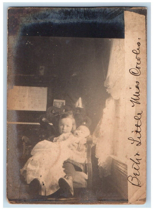 1906 Interior Rocking Chair Baby Girl Piano West Concord MN RPPC Photo Postcard