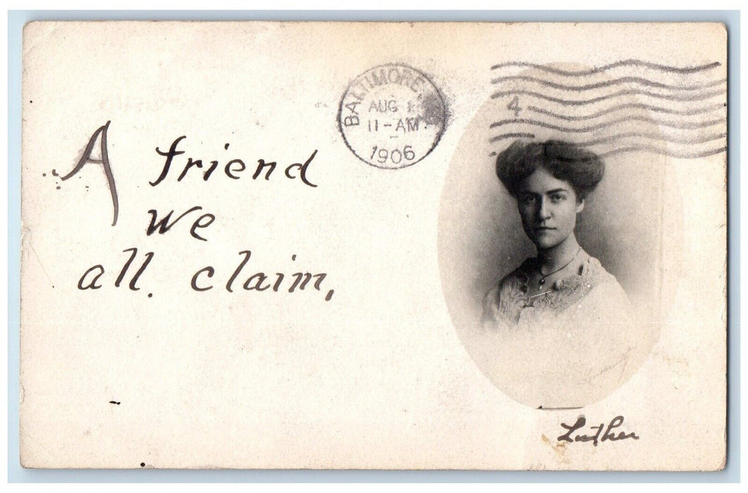 1906 Studio Woman Necklace Pittsburgh Pennsylvania PA RPPC Photo Postcard