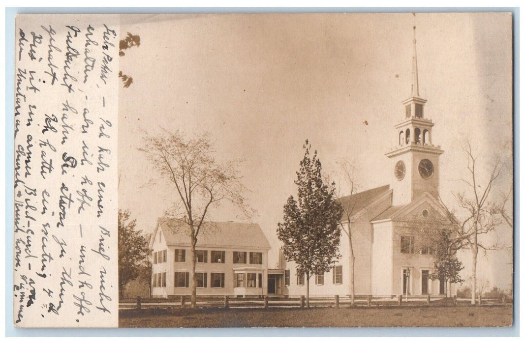 1906 Unitarian Church Bell Tower East Bridgewater MA RPPC Photo Postcard