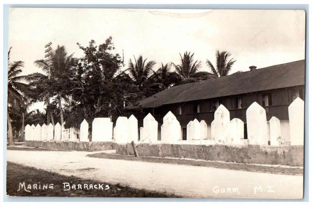 c1910's Maine Barracks Dirt Rock Guam Mariana Island RPPC Photo Antique Postcard