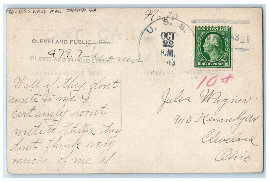 1913 Point Defiance Park USS Navy Mail Tacoma Washington WA RPPC Photo Postcard