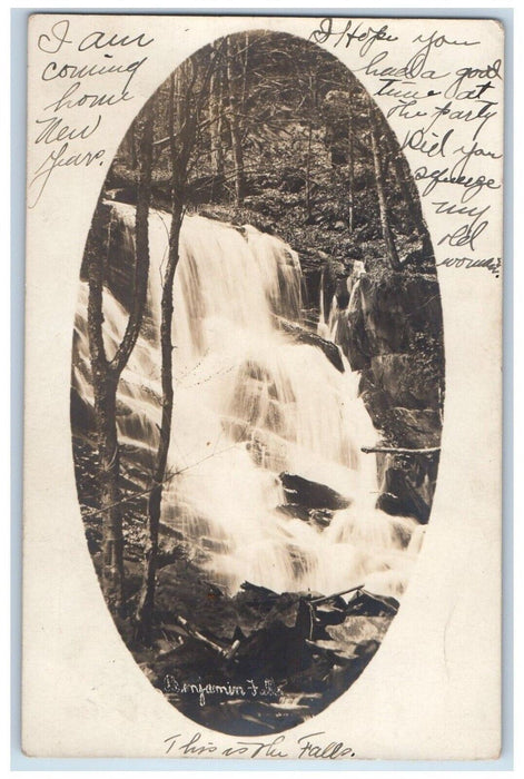 1906 Benjamin Falls Near Barre Vermont VT, Waterfall RPPC Photo Antique Postcard