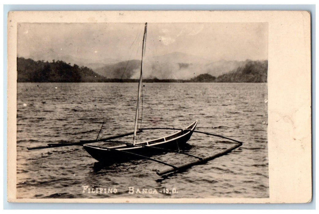 c1910's Filipino Banca Boat Manila Philippines RPPC Photo Antique Postcard
