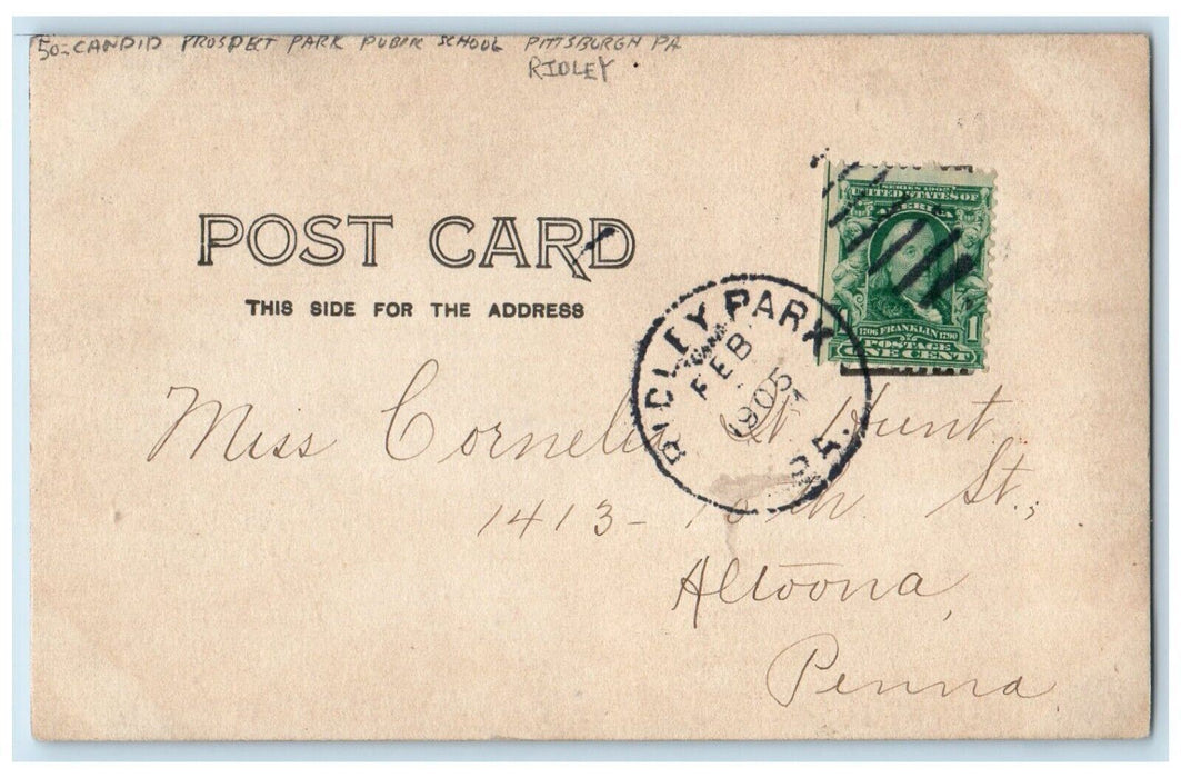1905 Candid Prospect Park Public School Pittsburg Ridley PA RPPC Photo Postcard