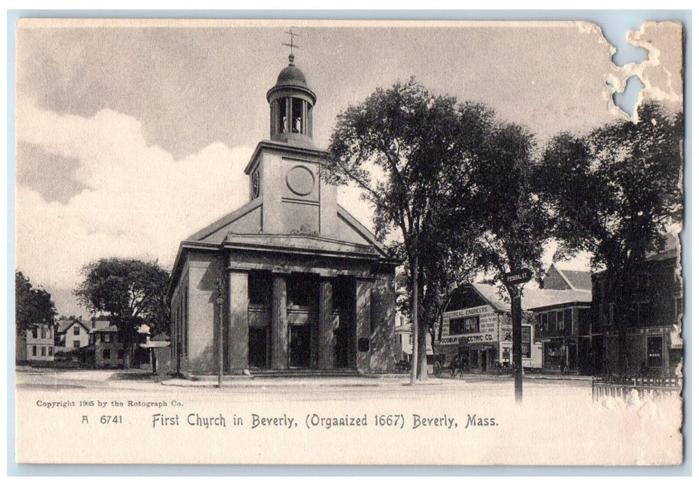 c1905 First Church in Beverly Massachusetts MA Antique Unposted Postcard