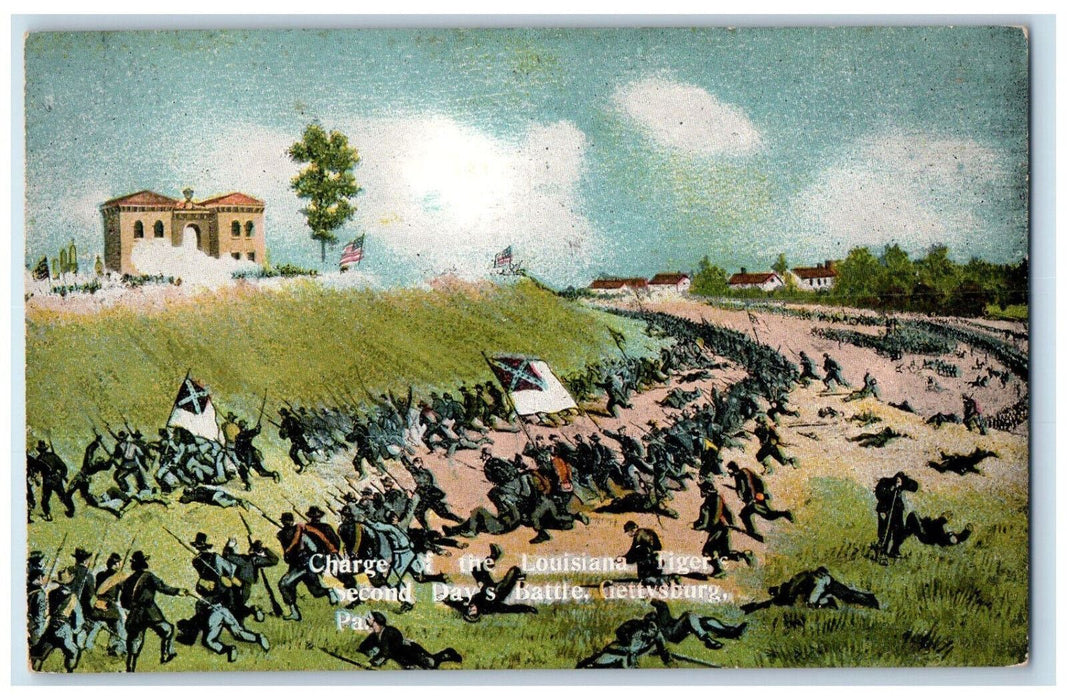 c1910 Charge of the Louisiana Tiger's Second Day's Battle Gettysburg PA Postcard