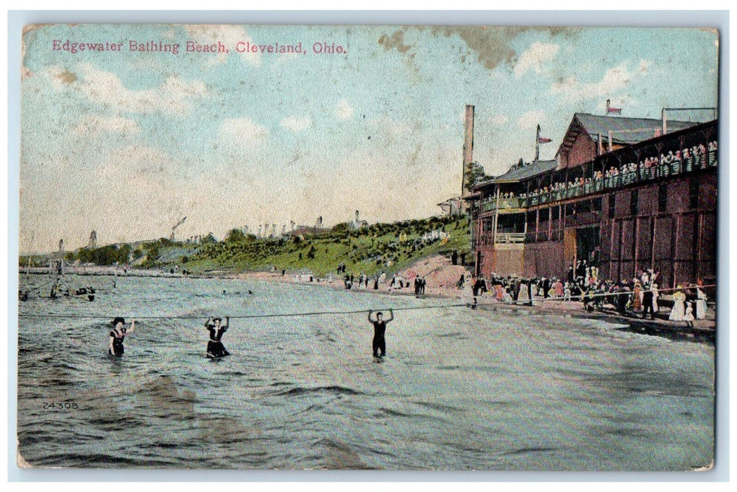 1914 View Of Edgewater Bathing Beach Cleveland Ohio OH Antique Posted Postcard