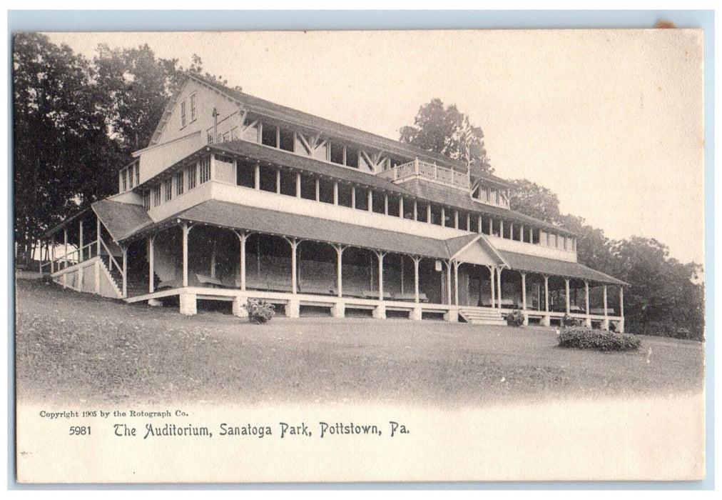 c1905 The Auditorium Sanatoga Park Pottstown Pennsylvania PA Antique Postcard