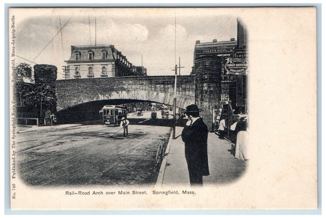 c1905 Rail-Road Arch Over Main Street Springfield Massachusetts MA Postcard