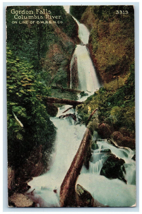 1925 Gordon Falls Columbia River On Line of O.W.R & N. Co. Oregon OR Postcard