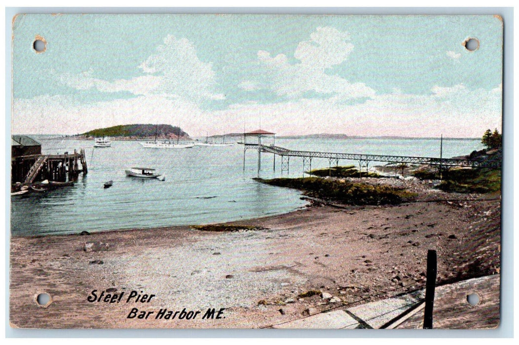 c1905 Steel Pier Bar Harbor Maine ME Antique Unposted HC Leighton Postcard