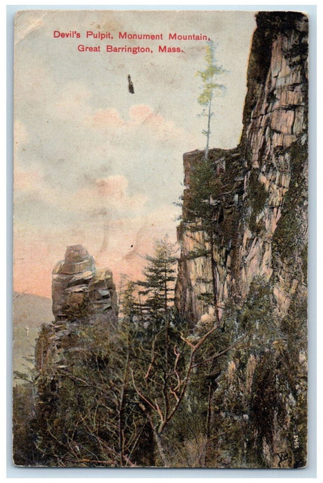 1917 Devil's Pulpit Monument Mountain Great Barrington Massachusetts MA Postcard