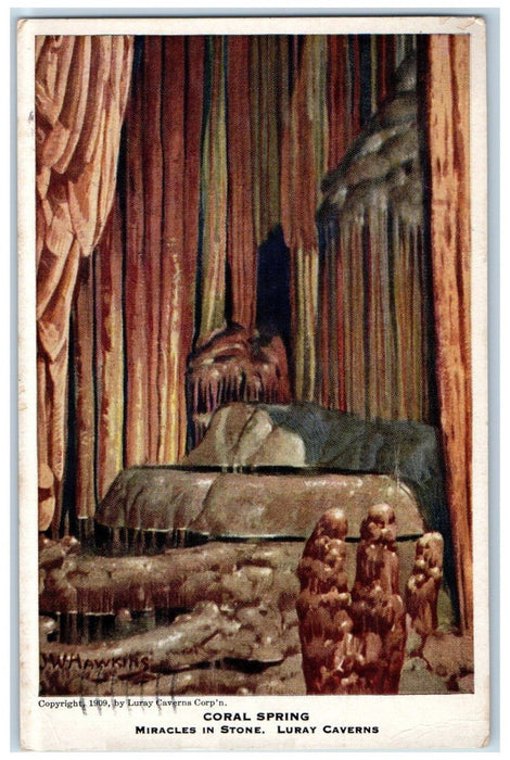 1927 Coral Spring Miracles Stone Subterranean Luray Caverns Virginia VA Postcard