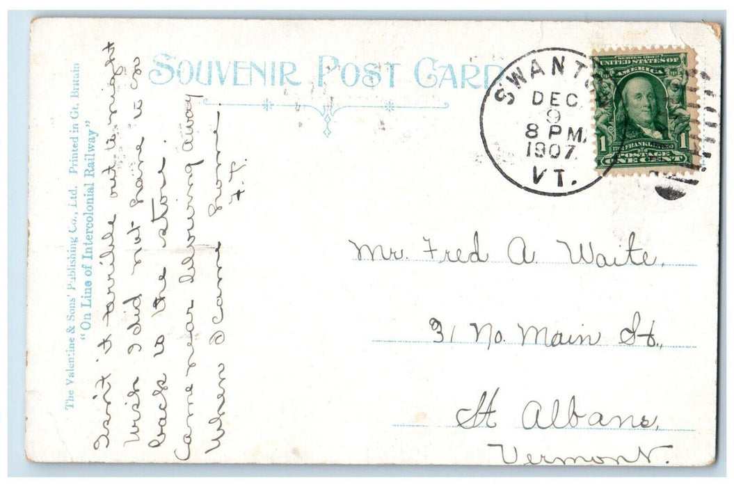 1907 Bras D'Orlakes Cape Breton Night Moon Swanton Vermont VT Souvenir Postcard
