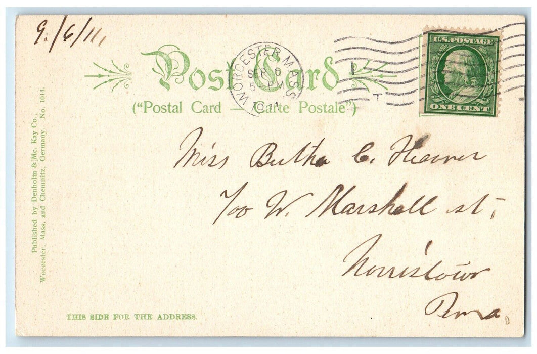 1911 Birds Eye View State Mutual Building Worcester Massachusetts Mass Postcard