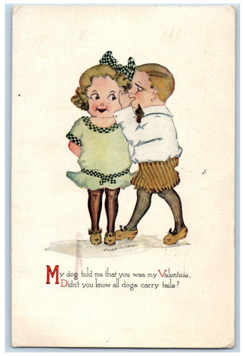 1915 Valentine Woman Man Whispering Cobb Philadelphia PA Gibson Antique Postcard