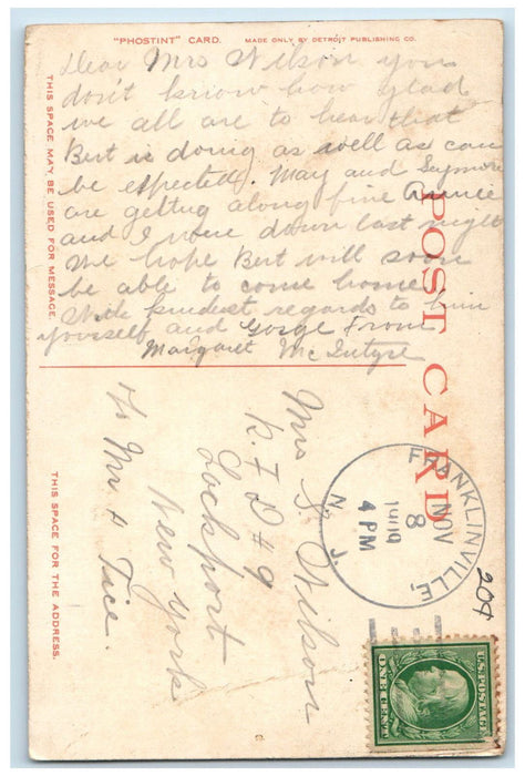 1909 Houston Hall Univ of PA Philadelphia PA Franklinville NJ Phostint Postcard
