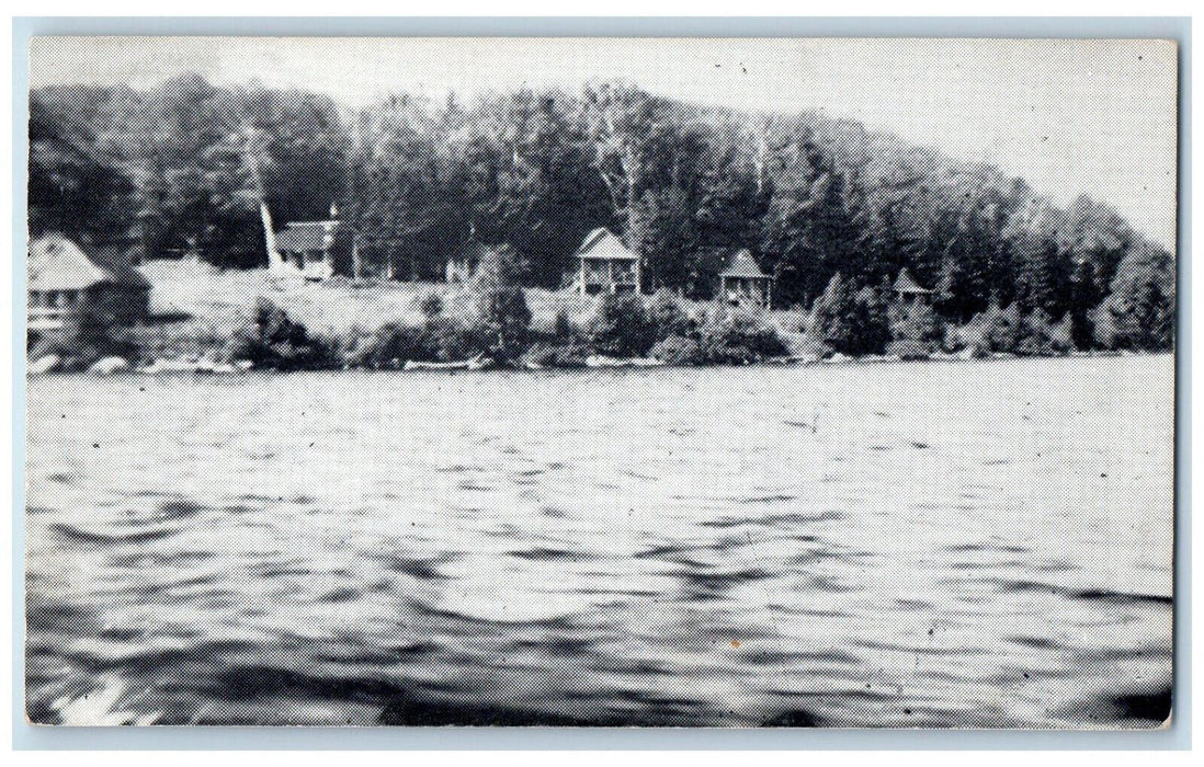 1953 Cabins at Rangers Lodge Lake Baptiste Canada Bancroft Ontario Postcard