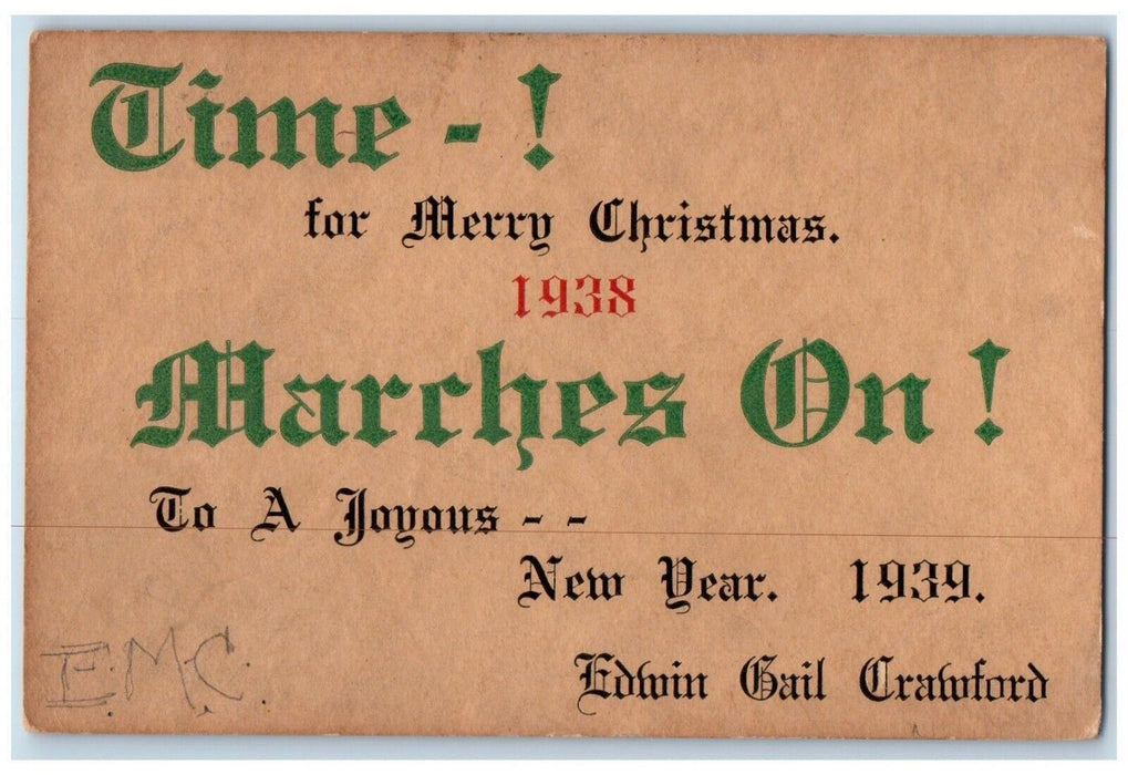 1938 Merry Christmas And Joyous New Year Washington DC Posted Vintage Postcard