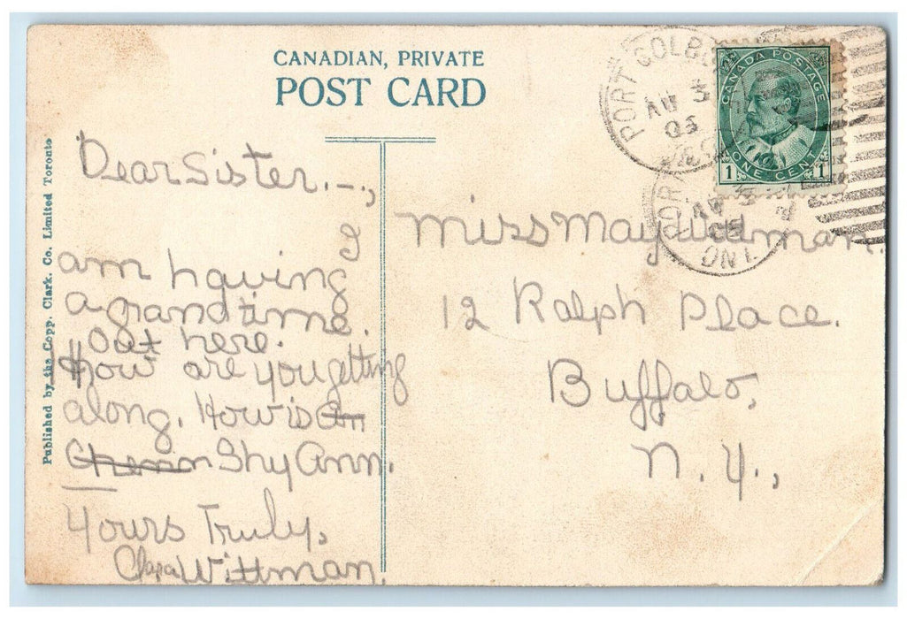 c1910 Boats Schooner Port Colborne Harbor Canada Posted Vintage Postcard