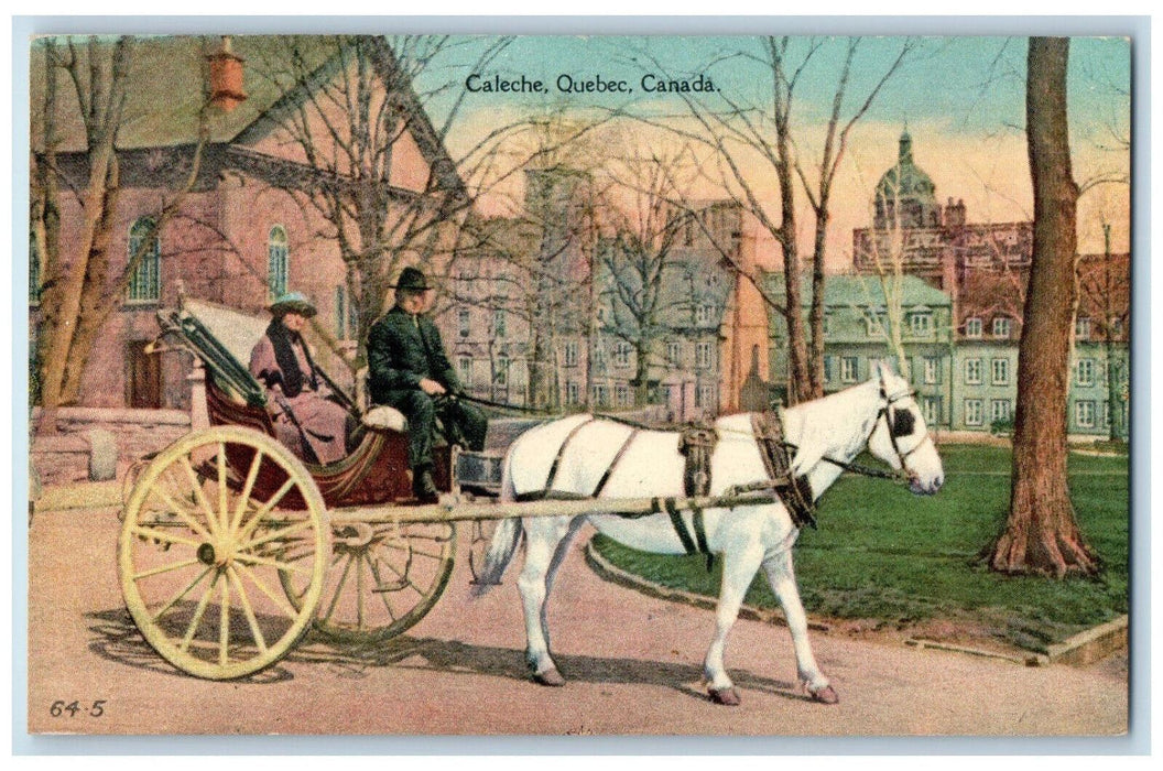 c1910 Horse Carriage Caleche Quebec Canada Harris Litho Co. Antique Postcard