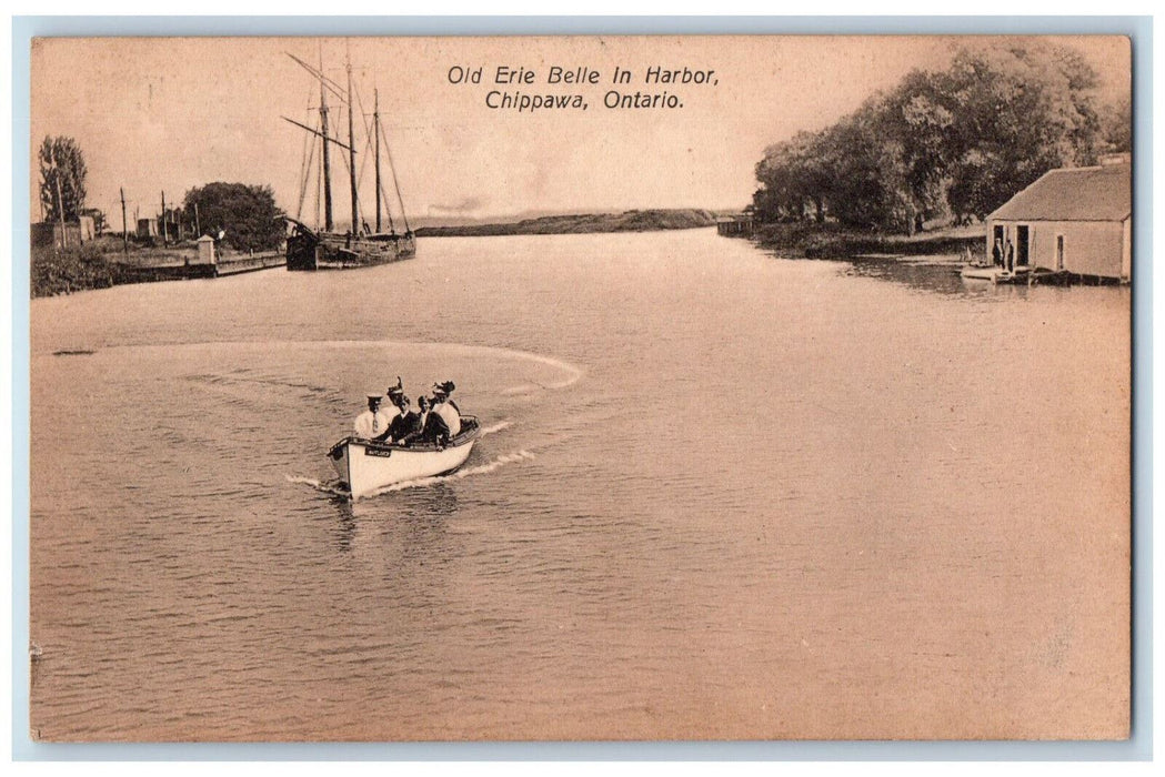 1909 Old Erie Belle in Harbor Chippawa Ontario Canada Antique Postcard