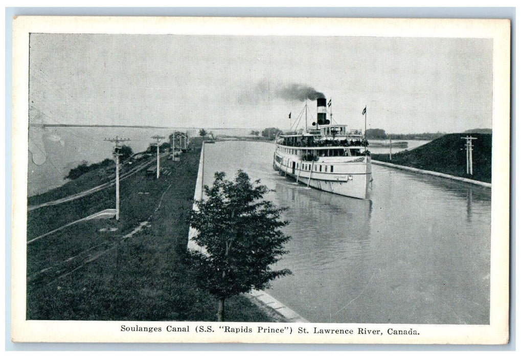 c1920's Soulanges Canal (S.S. Rapids Prince) St. Lawrence Canada Postcard