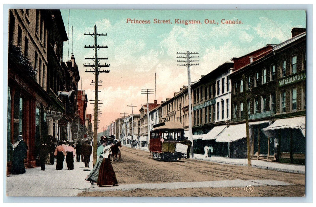 c1910 Princess Street Kingston Ontario Canada Antique Unposted Postcard