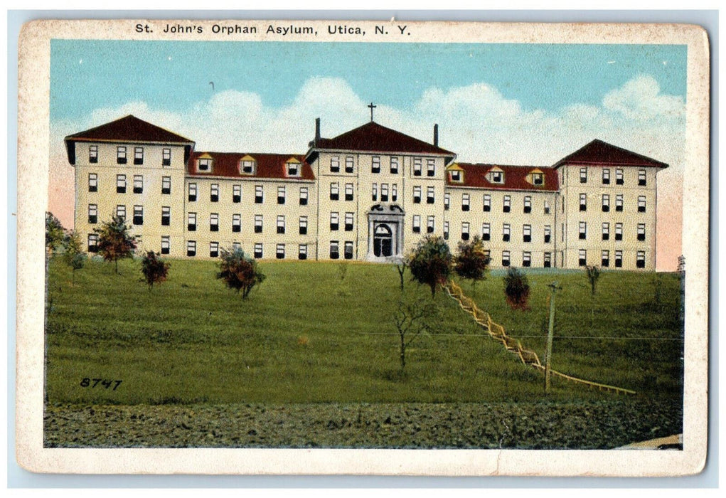 St. John Orphan Asylum Building Exterior Scene Utica New York NY Postcard