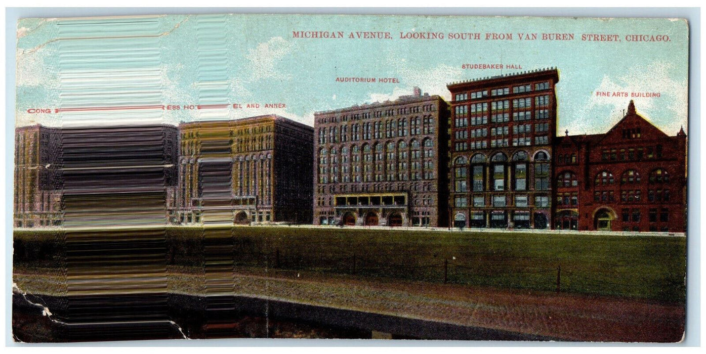 Michigan Avenue Looking South From Van Buren Street Chicago Illinois IL Postcard