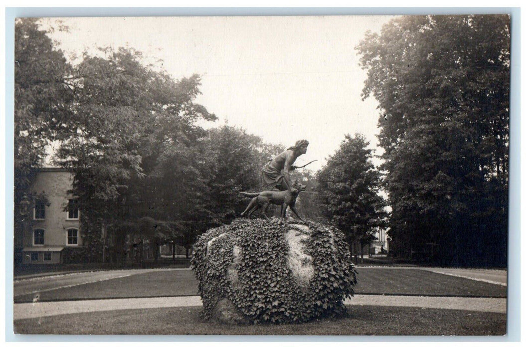 c1910's Indian Hunter Statue Slotes Cooperstown New York NY RPPC Photo Postcard
