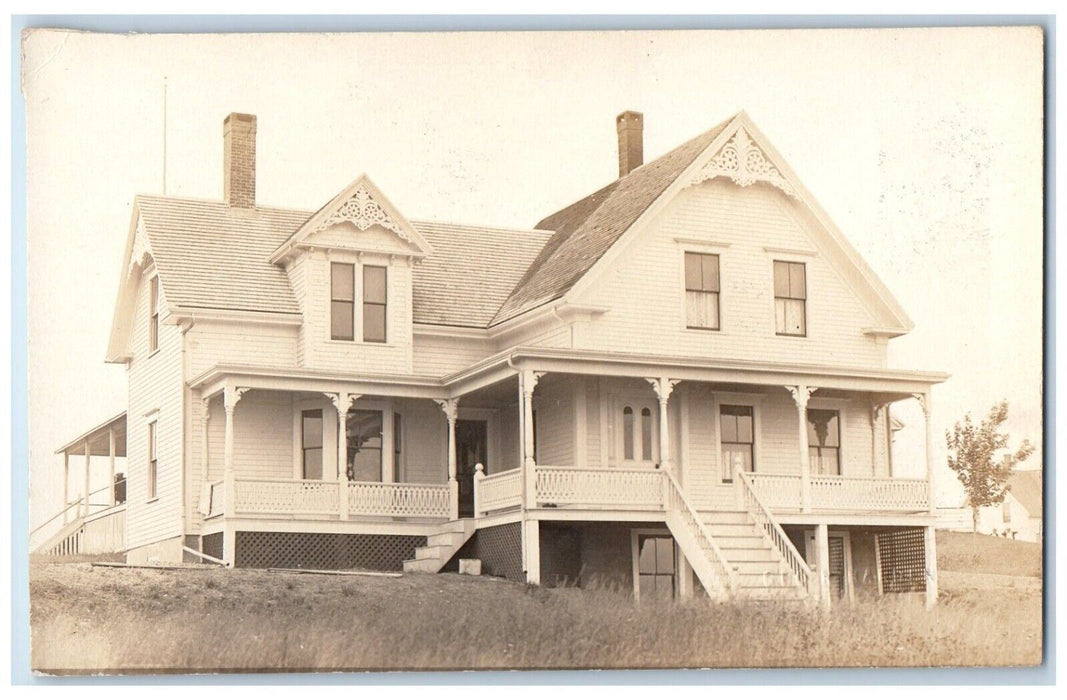 1913 Residence Home Harden Rockland Maine ME RPPC Photo Posted Postcard