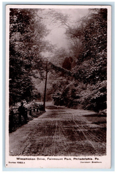 c1920's Wissahickon Drive Fairmount Park Philadelphia PA RPPC Photo Postcard