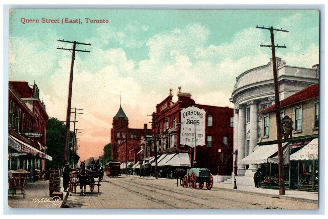 c1905 Queen Street (East) Toronto Ontario Canada Antique Unposted Postcard