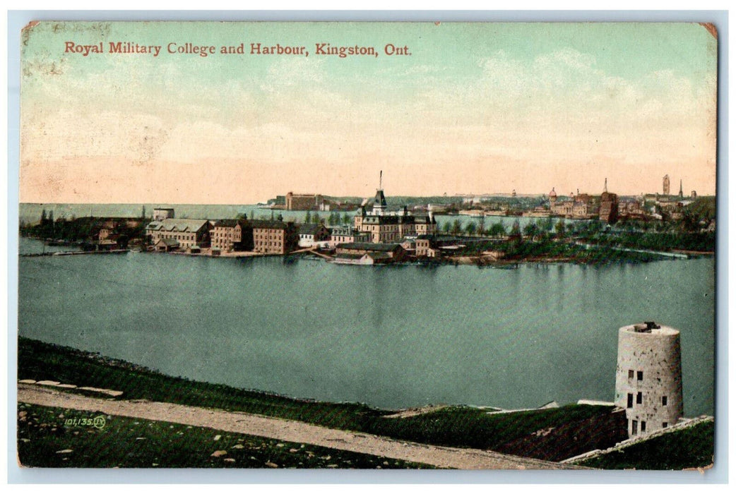 1909 Royal Military College and Harbour Kingston Ontario Canada Antique Postcard