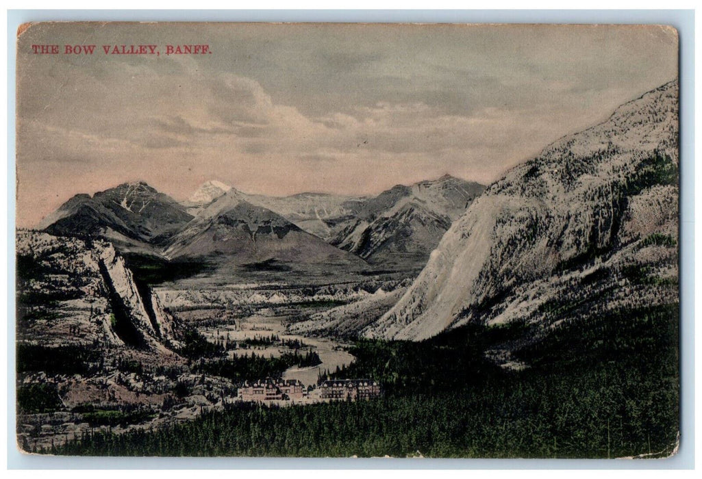 1911 The Bow Valley Scene of Mountains Banff Alberta Canada Postcard