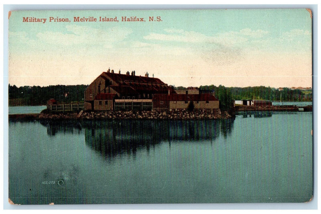 c1910 Military Prison Melville Island Halifax Nova Scotia Canada Postcard