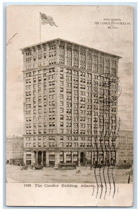 1906 The Candler Building Trolley Cars Atlanta Georgia GA Antique Postcard