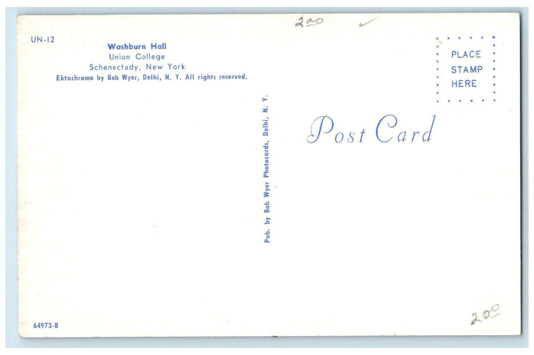 c1960's Washburn Hall Union College Schenectady New York NY Vintage Postcard
