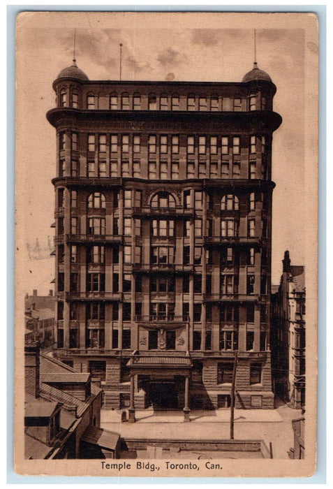 1920 View of Temple Building Toronto Ontario Canada Antique Posted Postcard